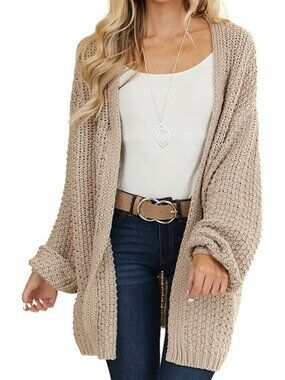 Cozy Oversized Long Knit Cardigan Sweater - Open Front, Perfect for Layering